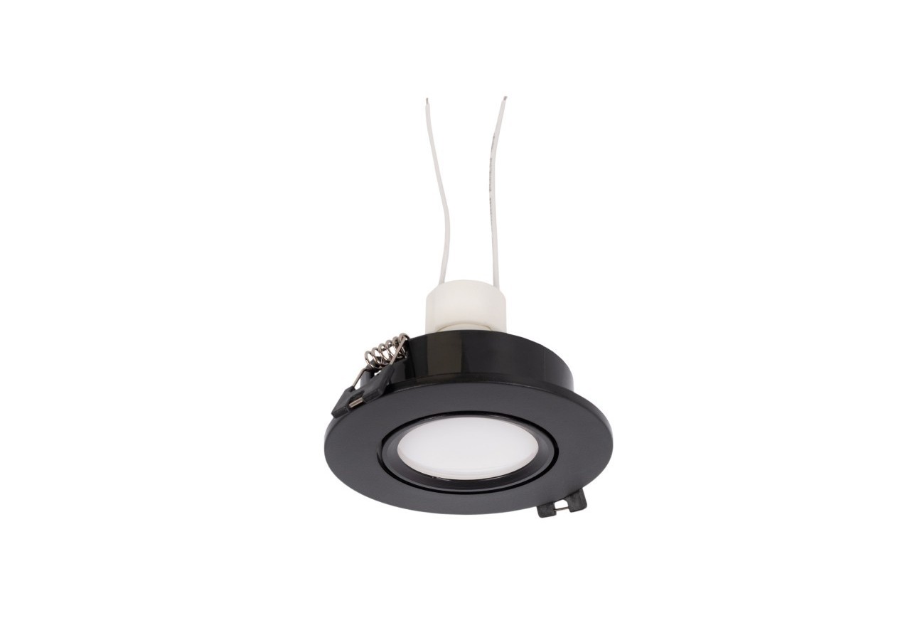 KIT x 10-Collerette downlight orientable noire diamètre 90mm + Ampoule GU10 5W + Douille GU10 - K981-R-N-BF-10 - Barcelona LED