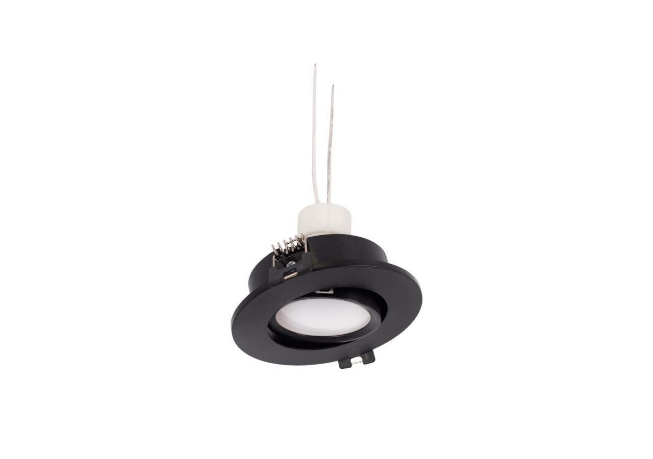 KIT x 10-Collerette downlight orientable noire diamètre 90mm + Ampoule GU10 5W + Douille GU10 - K981-R-N-BF-10 - Barcelona LED