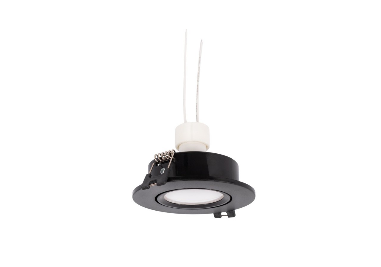 KIT x 10-Collerette downlight orientable noire diamètre 90mm + Ampoule GU10 5W + Douille GU10 - K981-R-N-BF-10 - Barcelona LED