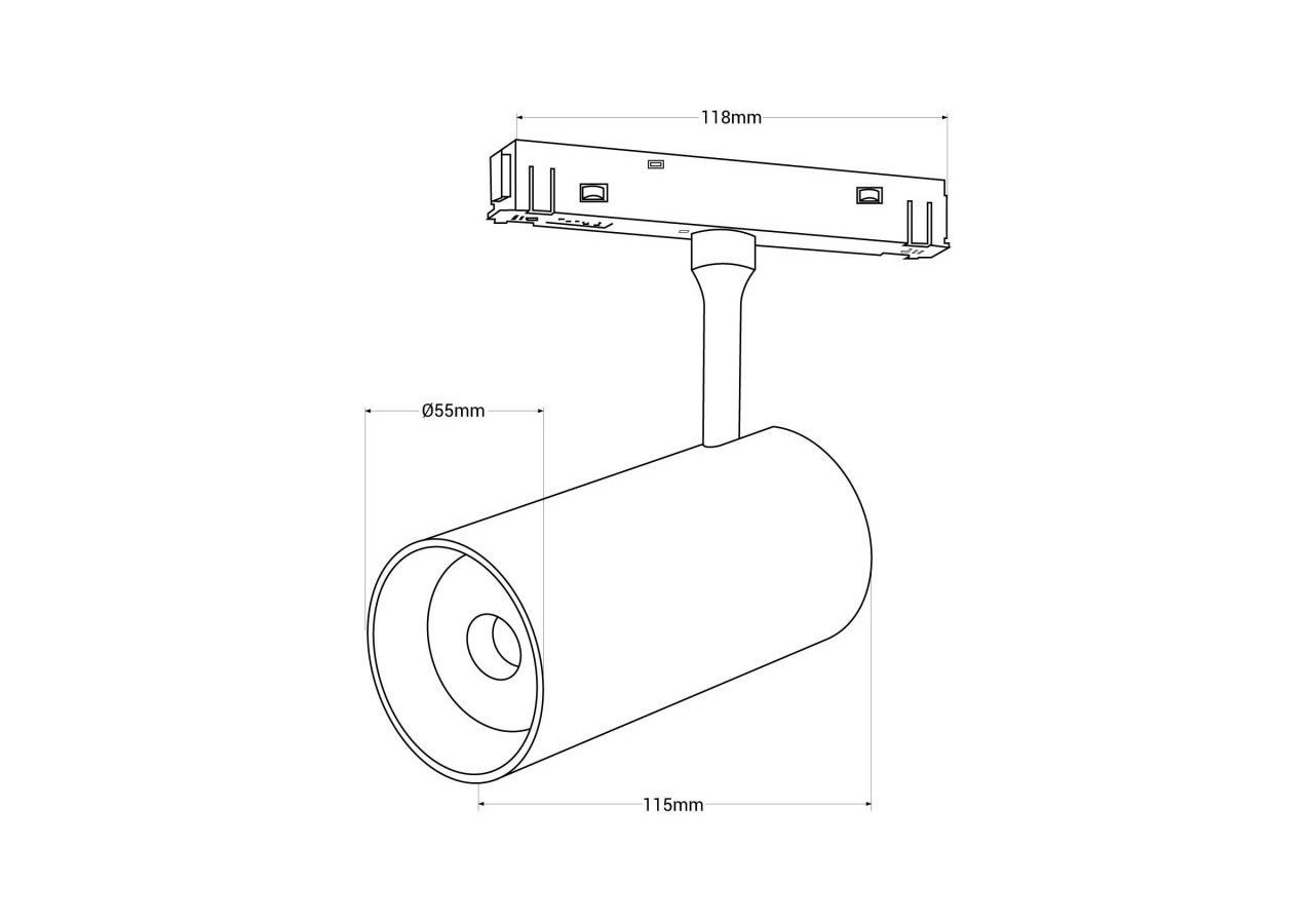 Spot LED sur rail magnétique 48V-18W-Blanc - PMC-18W-B-BC - Barcelona LED
