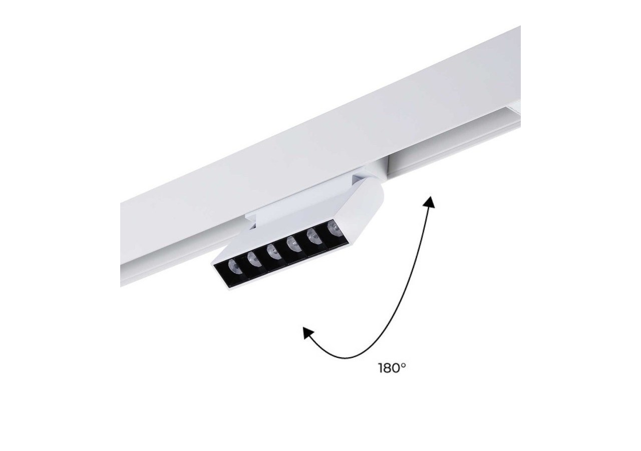 Spot LED linéaire orientable sur rail magnétique 48V-6W-UGR16-Blanc - PML-6WU18-B-BN - Barcelona LED
