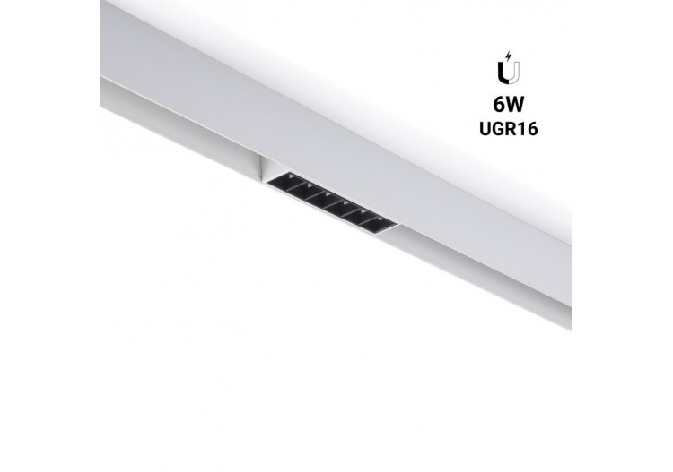 Spot LED linéaire sur rail magnétique 48V-6W-UGR 16-Blanc - LM-112U18-B-BC - Barcelona LED