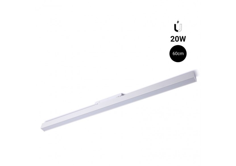 Spot LED linéaire opale sur rail magnétique 48V-20W-Blanc - LM-600-B-BC - Barcelona LED