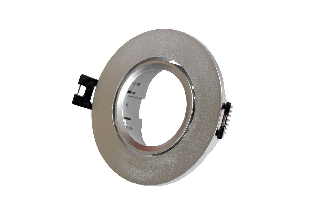 10x Collerette downlight orientable argent diamètre 90mm et Ampoule GU10 5W et Douille GU10 - K981-R-G-BN-10 - Barcelona LED