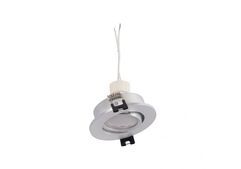 10x Collerette downlight orientable argent diamètre 90mm et Ampoule GU10 5W et Douille GU10 - K981-R-G-BN-10 - Barcelona LED