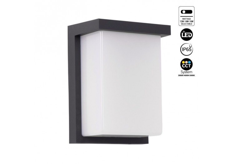 Applique murale extérieure en aluminium "Block"-Puissance réglable : 12W-14W-16W-CCT- IP65 - L5070 - Barcelona LED
