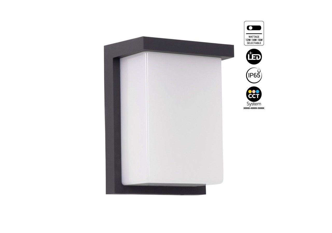 Applique murale extérieure en aluminium "Block"-Puissance réglable : 12W-14W-16W-CCT- IP65 - L5070 - Barcelona LED