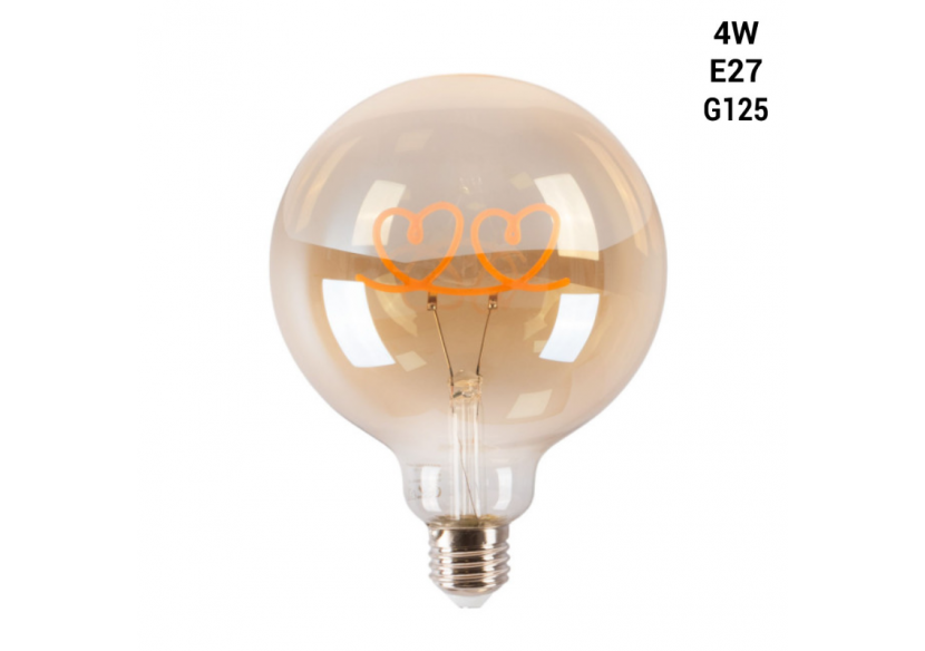 Ampoule décorative à filament"Hearts" E27 G125-4W-2200K - BFD1-G125E27-HEARTS - Barcelona LED