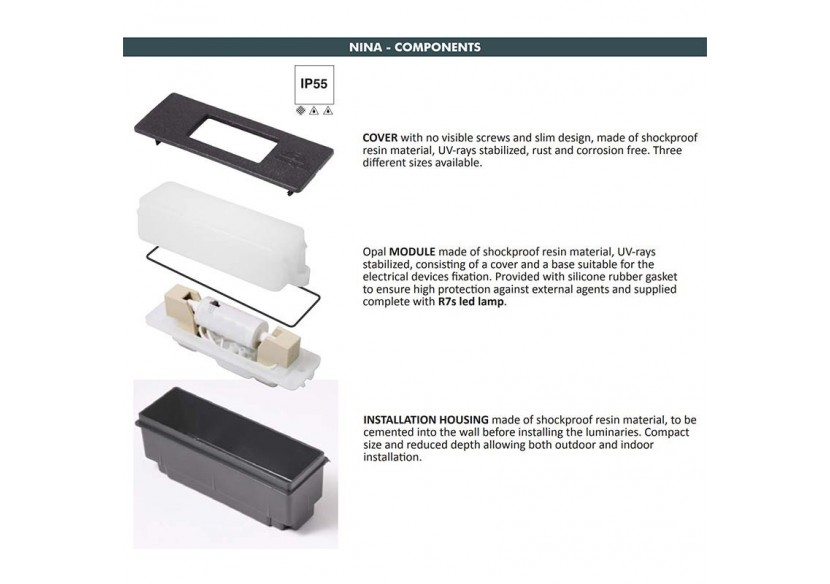 Balise encastrable FUMAGALLI NINA 190 R7S CCT 7,5W IP55 - 7C1.000.000.WYK1K - Barcelona LED