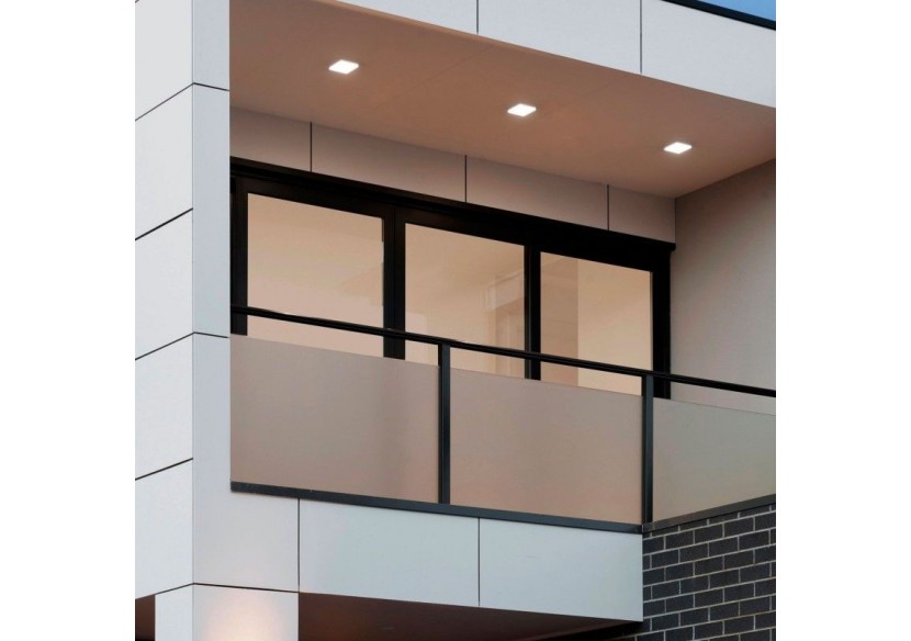 Plafonnier LED carré étanche 15W-IP44-4000K - B1721-C-BN - Barcelona LED