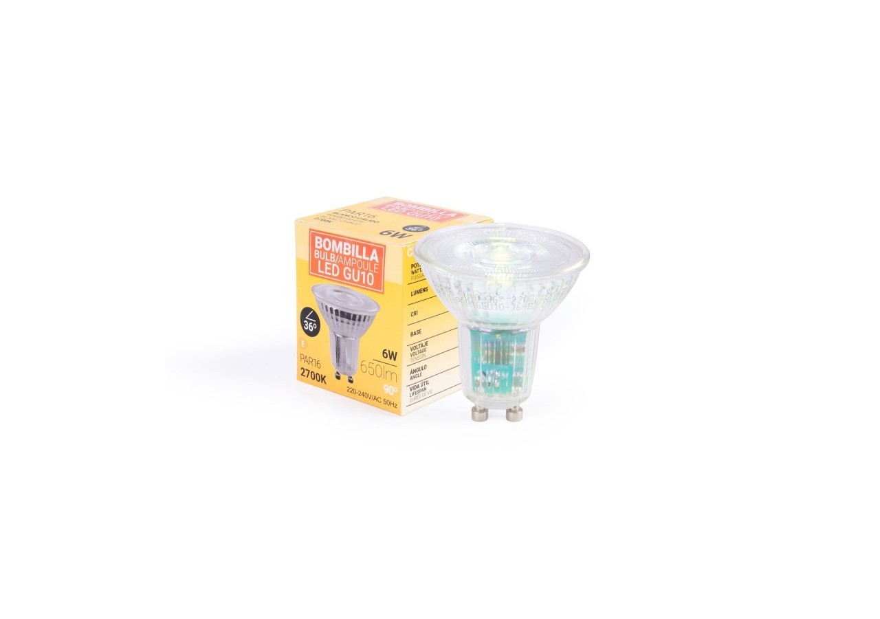 Ampoule LED GU10 6W verre-800lm-PAR16-36 degrés - BSC1-PAR16GU10-36-BC - Barcelona LED
