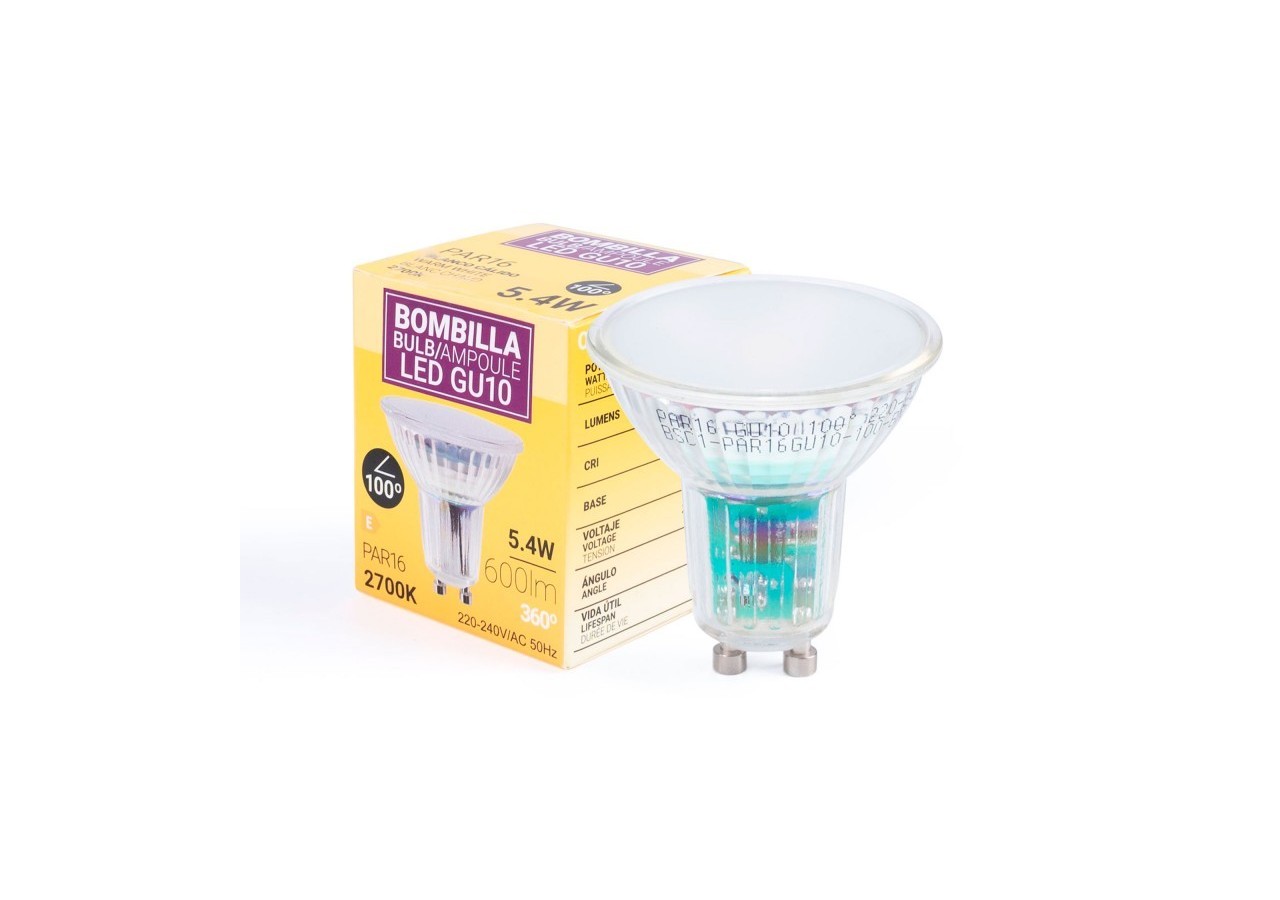 Ampoule LED GU10 5,4W verre-740lm-PAR16-100 degrés - BSC1-PAR16GU10-100-BC - Barcelona LED