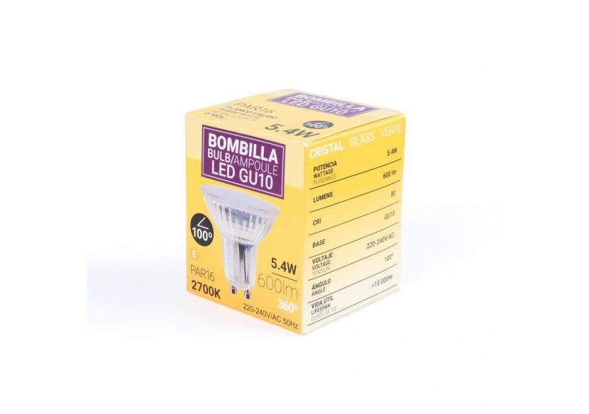 Ampoule LED GU10 5,4W verre-740lm-PAR16-100 degrés - BSC1-PAR16GU10-100-BC - Barcelona LED