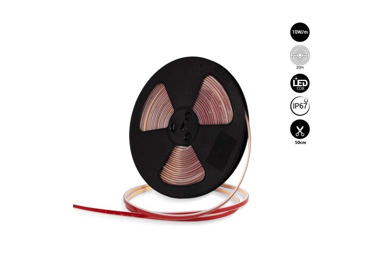 Ruban LED COB 220V AC-10W/m-12mm-IP67-20m-Sécable tous les 50cm - B1536-20-270 - Barcelona LED