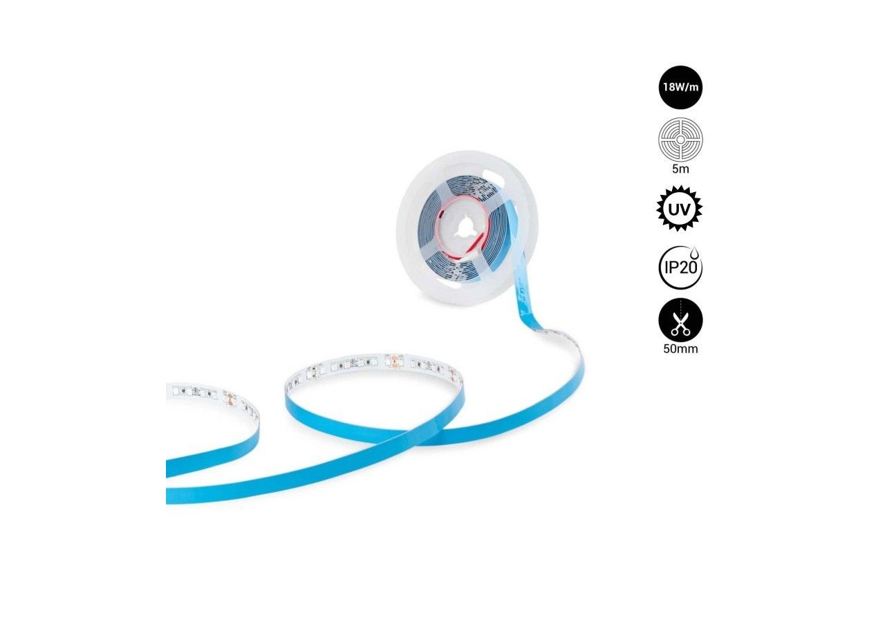 Ruban LED 24V DC-18W/m-Ultraviolet-10mm-IP20-5m-SMD2835 120LED/m - B1552-UV - Barcelona LED