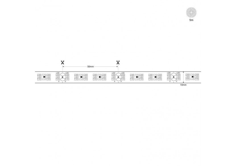 Ruban LED 24V DC-18W/m-Ultraviolet-10mm-IP20-5m-SMD2835 120LED/m - B1552-UV - Barcelona LED