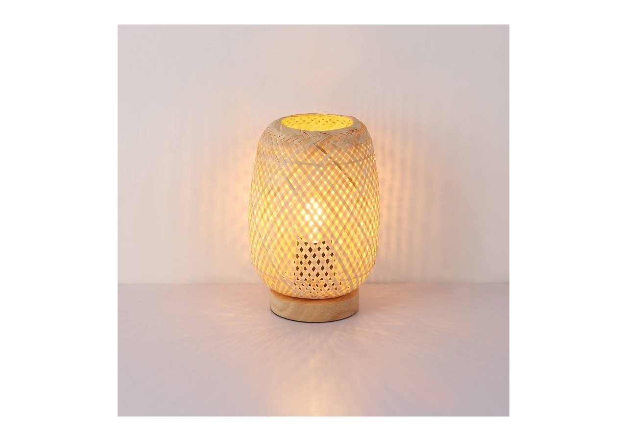 Lampe à poser en osier et bois "Ruka"-E27 - LM202 - Barcelona LED