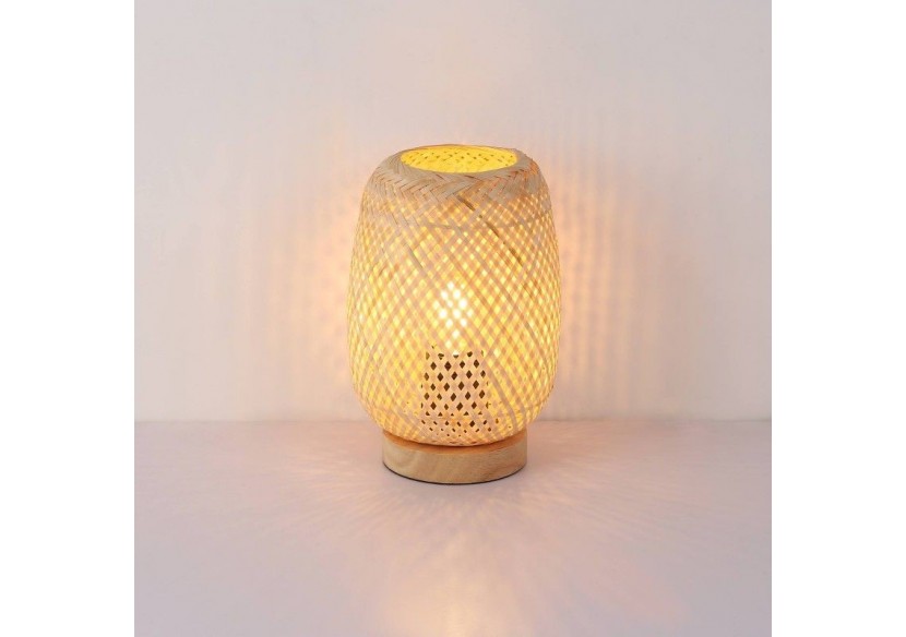 Lampe à poser en osier et bois "Ruka"-E27 - LM202 - Barcelona LED