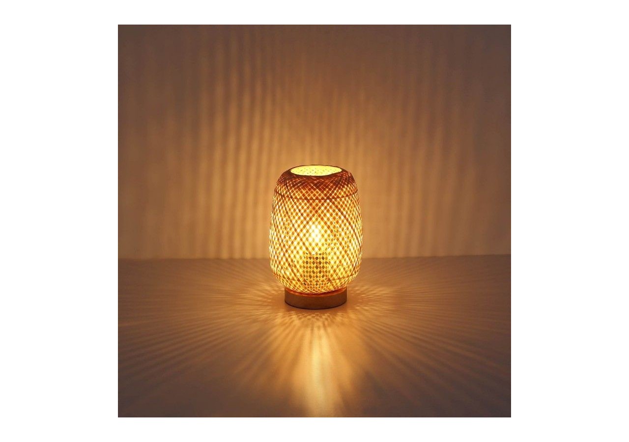 Lampe à poser en osier et bois "Ruka"-E27 - LM202 - Barcelona LED