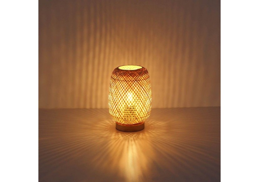 Lampe à poser en osier et bois "Ruka"-E27 - LM202 - Barcelona LED