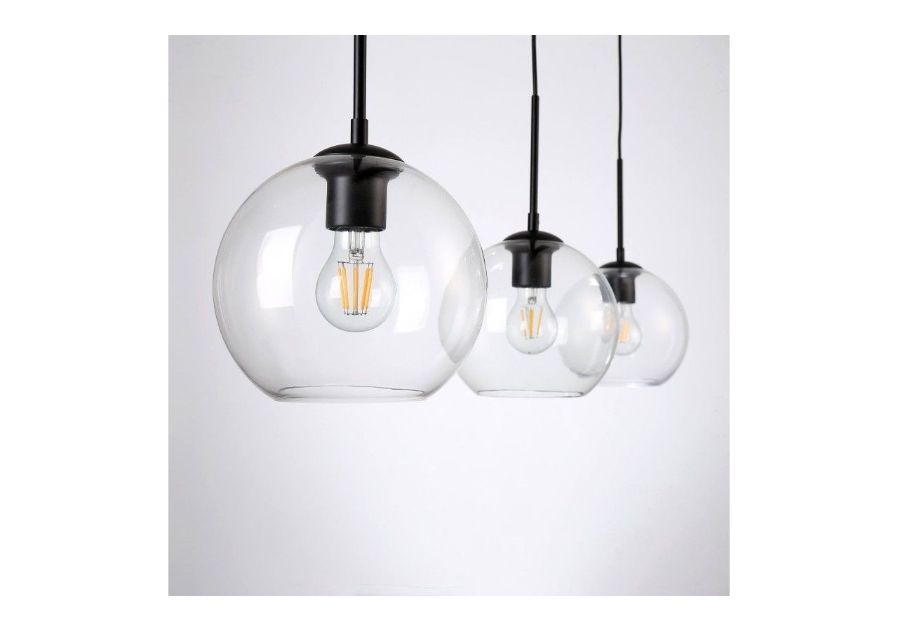 Suspension 3 boules en verre cristal "Merce"-3 x E27 - LC301-N - Barcelona LED