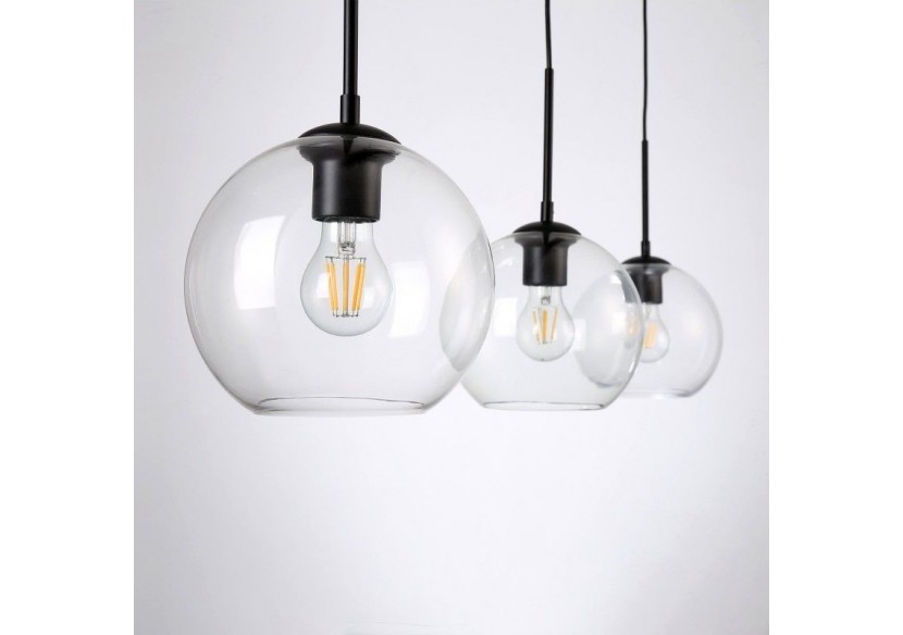 Suspension 3 boules en verre cristal "Merce"-3 x E27 - LC301-N - Barcelona LED