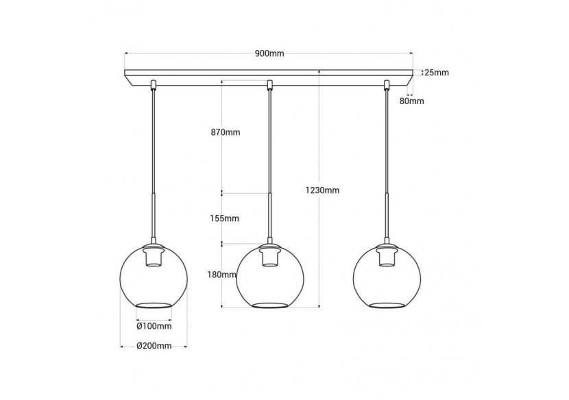 Suspension 3 boules en verre cristal "Merce"-3 x E27 - LC301-N - Barcelona LED
