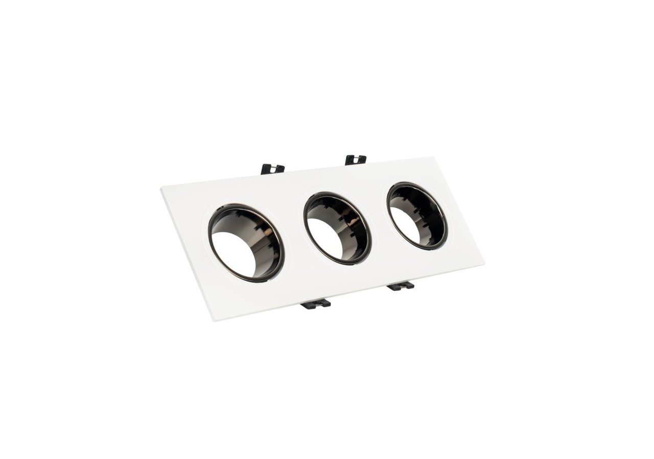 Collerette downlight carrée triple orientable GU10 / MR16-Faible indice UGR-Coupe 75 x 235 mm - B923-GB - Barcelona LED
