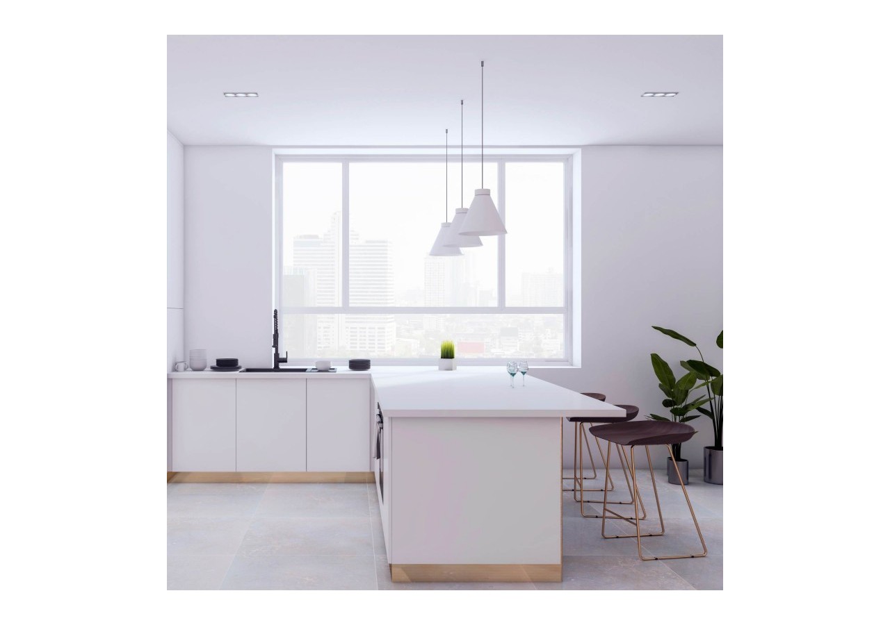 Collerette downlight carrée triple orientable GU10 / MR16-Faible indice UGR-Coupe 75 x 235 mm - B923-GB - Barcelona LED