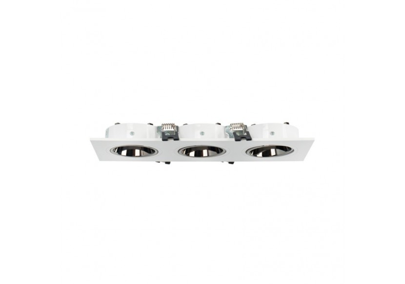 Collerette downlight carrée triple orientable GU10 / MR16-Faible indice UGR-Coupe 75 x 235 mm - B923-GB - Barcelona LED
