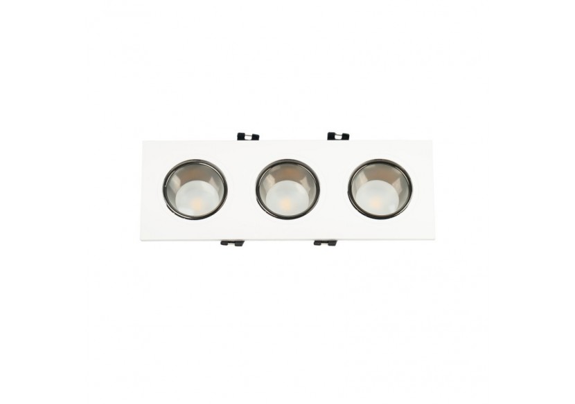Collerette downlight carrée triple orientable GU10 / MR16-Faible indice UGR-Coupe 75 x 235 mm - B923-GB - Barcelona LED