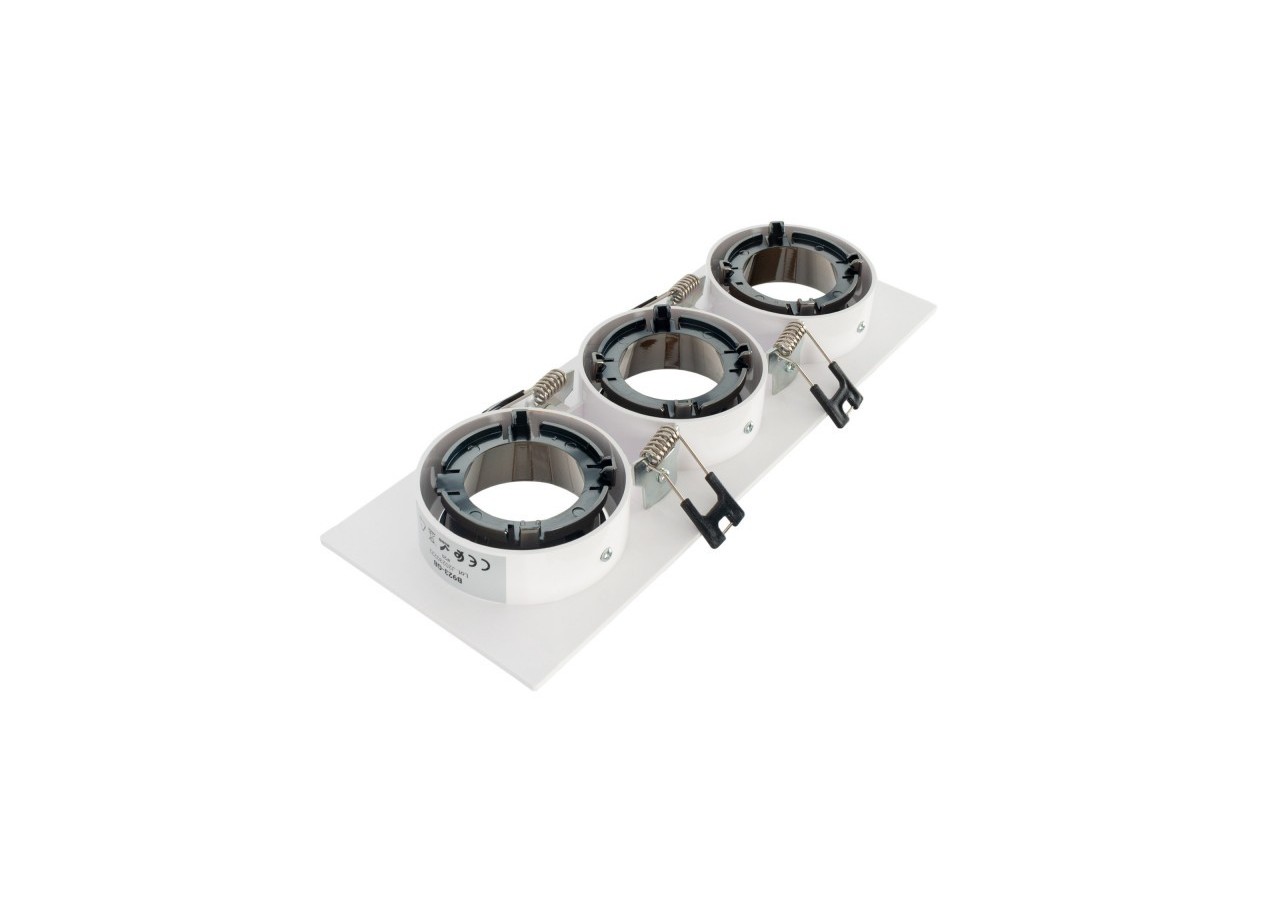 Collerette downlight carrée triple orientable GU10 / MR16-Faible indice UGR-Coupe 75 x 235 mm - B923-GB - Barcelona LED
