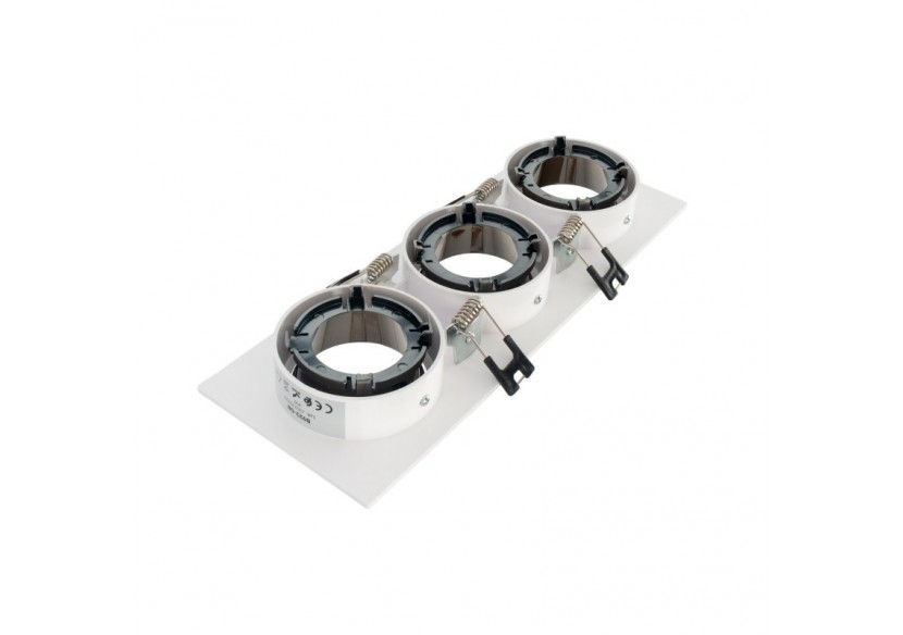 Collerette downlight carrée triple orientable GU10 / MR16-Faible indice UGR-Coupe 75 x 235 mm - B923-GB - Barcelona LED