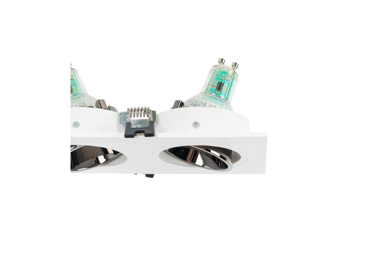 Collerette downlight carrée triple orientable GU10 / MR16-Faible indice UGR-Coupe 75 x 235 mm - B923-GB - Barcelona LED