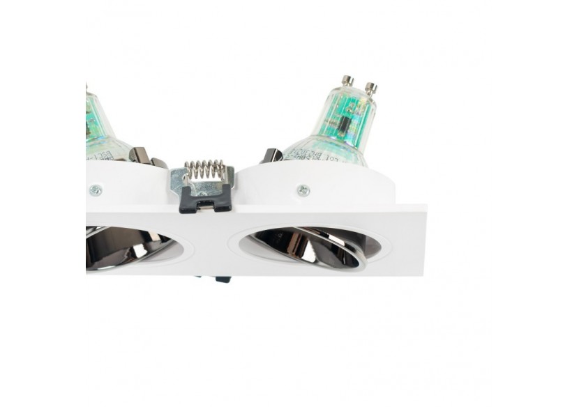 Collerette downlight carrée triple orientable GU10 / MR16-Faible indice UGR-Coupe 75 x 235 mm - B923-GB - Barcelona LED