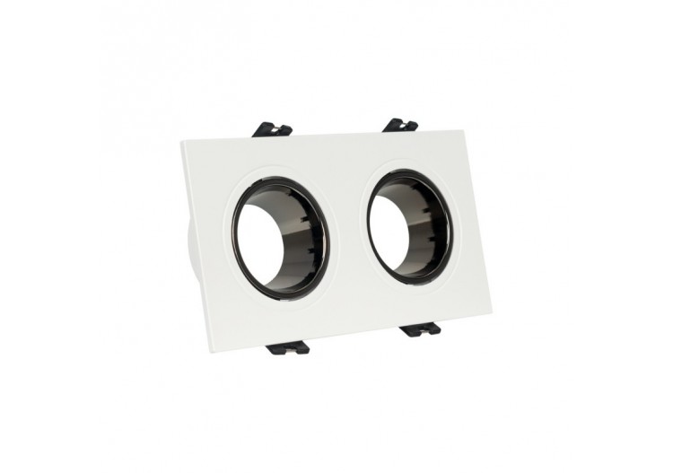 Collerette downlight carrée double orientable GU10 / MR16-Faible indice UGR-Coupe 75 x 150 mm - B922-GB - Barcelona LED