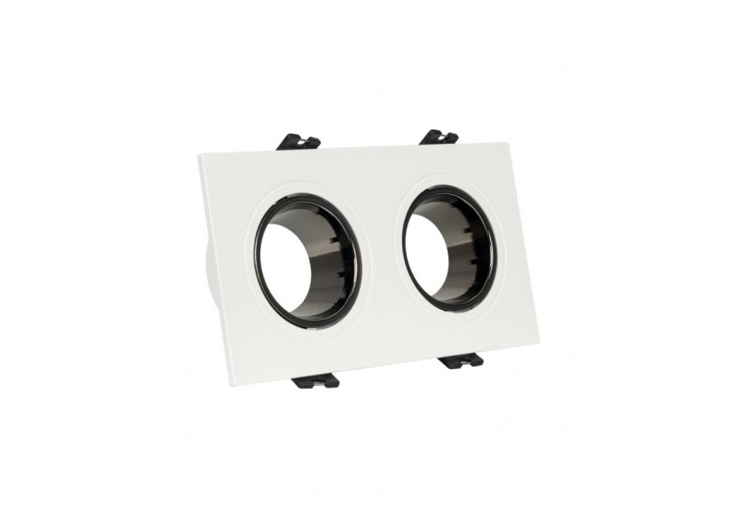 Collerette downlight carrée double orientable GU10 / MR16-Faible indice UGR-Coupe 75 x 150 mm - B922-GB - Barcelona LED