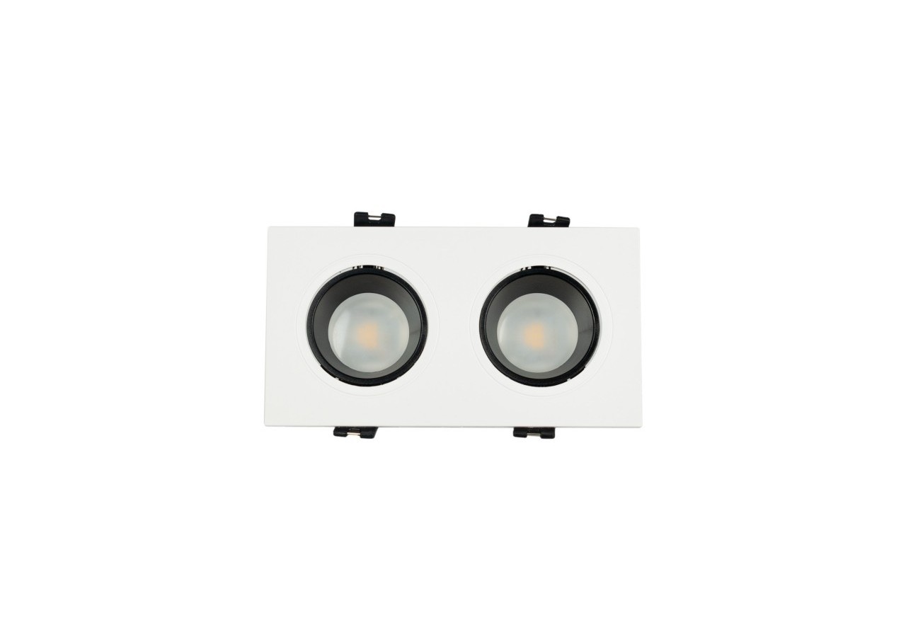Collerette downlight carrée double orientable GU10 / MR16-Faible indice UGR-Coupe 75 x 150 mm - B922-GB - Barcelona LED