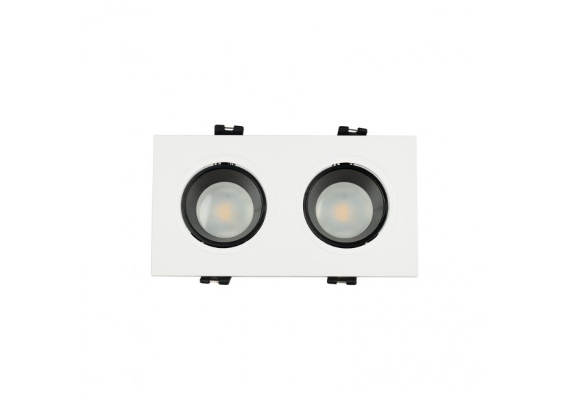 Collerette downlight carrée double orientable GU10 / MR16-Faible indice UGR-Coupe 75 x 150 mm - B922-GB - Barcelona LED