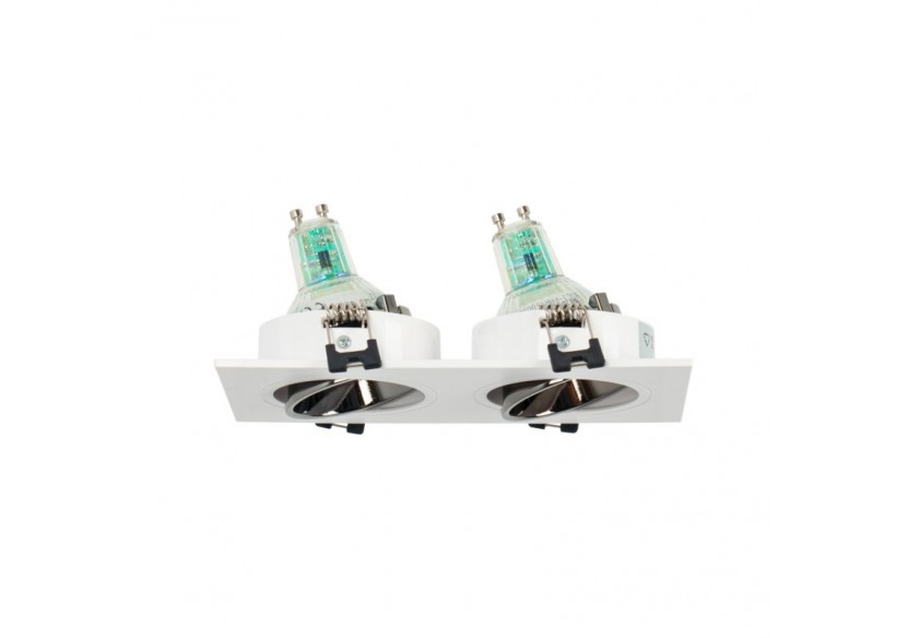 Collerette downlight carrée double orientable GU10 / MR16-Faible indice UGR-Coupe 75 x 150 mm - B922-GB - Barcelona LED
