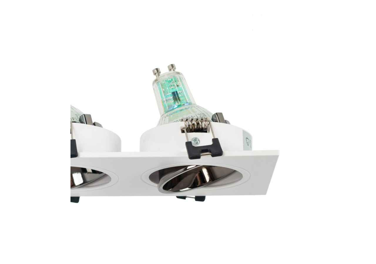 Collerette downlight carrée double orientable GU10 / MR16-Faible indice UGR-Coupe 75 x 150 mm - B922-GB - Barcelona LED