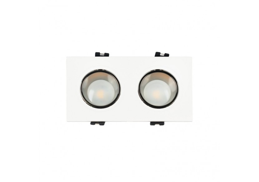 Collerette downlight carrée double orientable GU10 / MR16-Faible indice UGR-Coupe 75 x 150 mm - B922-GB - Barcelona LED