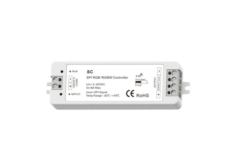 Contrôleur RGB / RGBW SPI pour rubans LED IC intelligents 5-24V-RF 2.4G - SK-SC - Barcelona LED