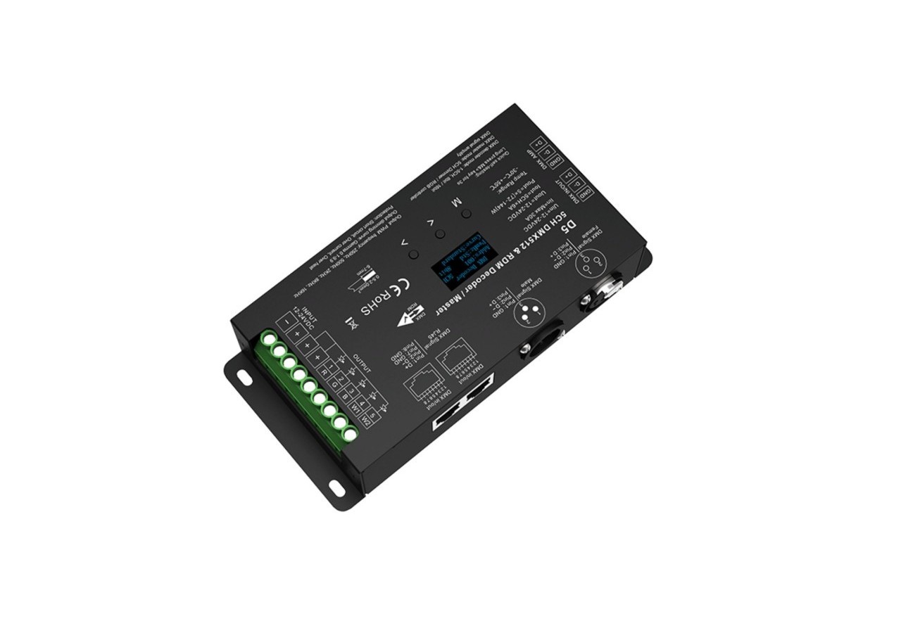 Décodeur DMX512 12-24V DC-6A/canal-5 canaux-Ecran OLED - SK-D5 - Barcelona LED