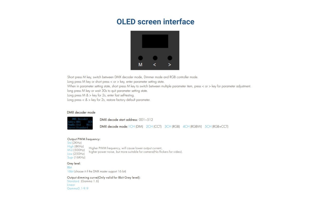 Décodeur DMX512 12-24V DC-6A/canal-5 canaux-Ecran OLED - SK-D5 - Barcelona LED