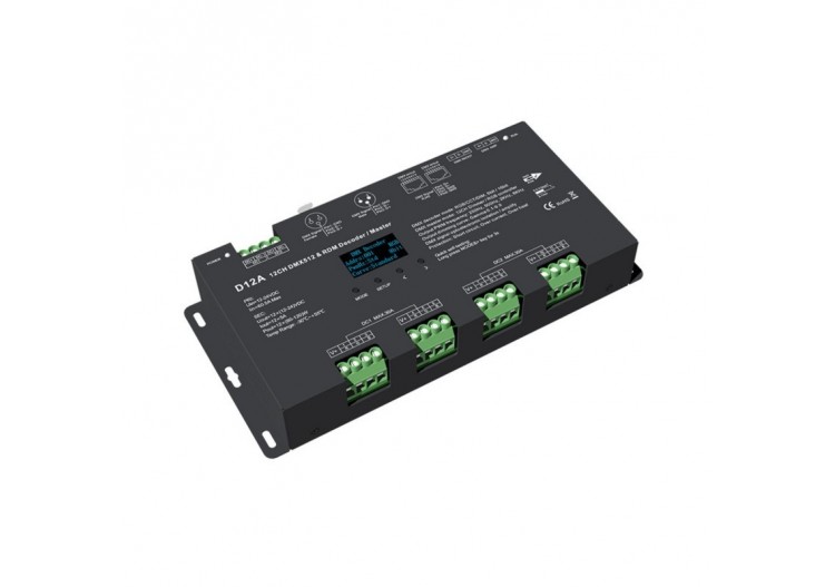 Décodeur DMX512 12-24V DC-5A/canal-12 canaux-Écran OLED - SK-D12A - Barcelona LED 2