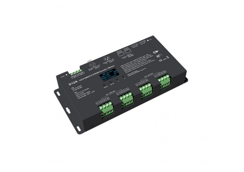 Décodeur DMX512 12-24V DC-5A/canal-12 canaux-Écran OLED - SK-D12A - Barcelona LED
