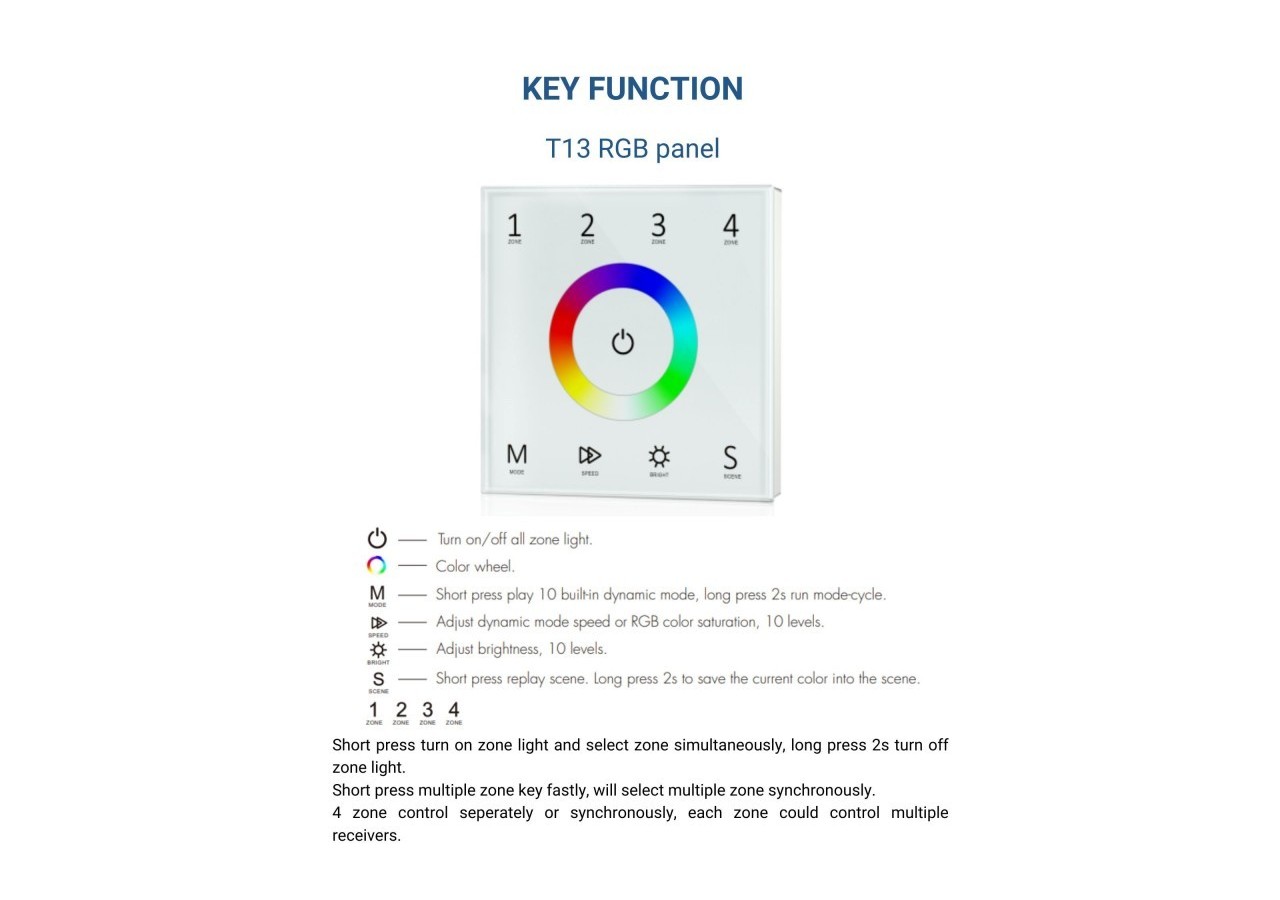 Contrôleur tactile DMX-4 zones-RGB - SK-T13 - Barcelona LED