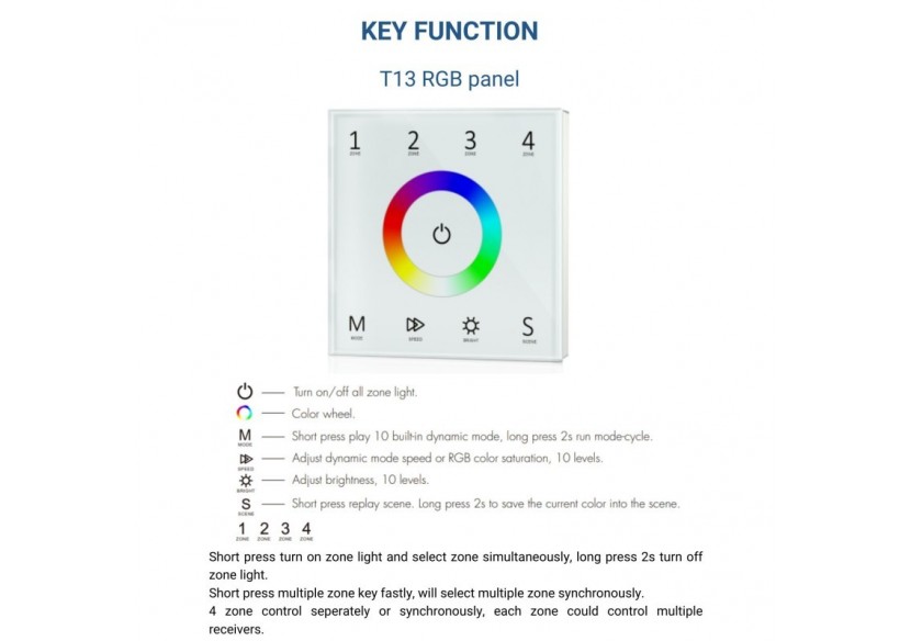 Contrôleur tactile DMX-4 zones-RGB - SK-T13 - Barcelona LED