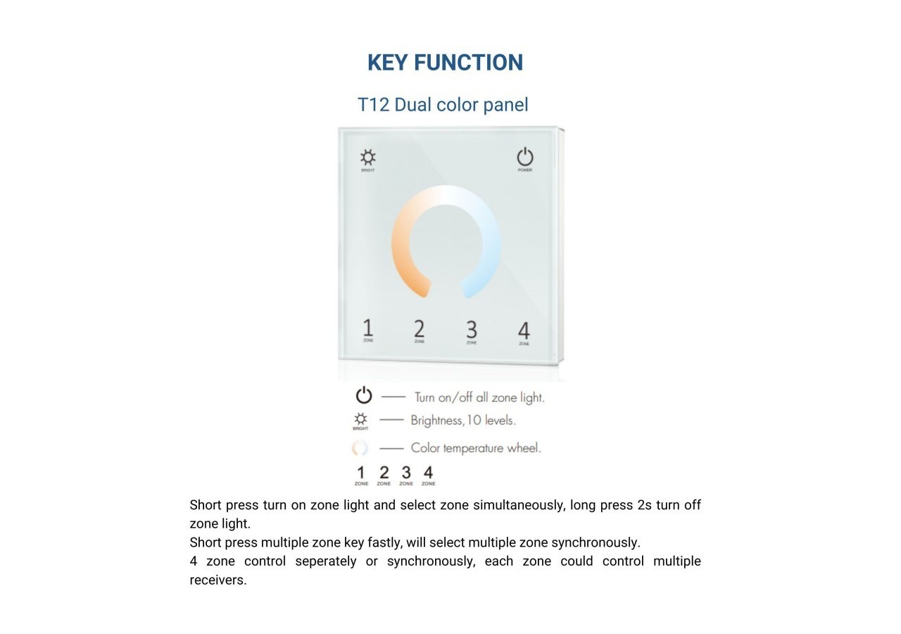 Contrôleur tactile DMX-4 zones-CCT - SK-T12 - Barcelona LED
